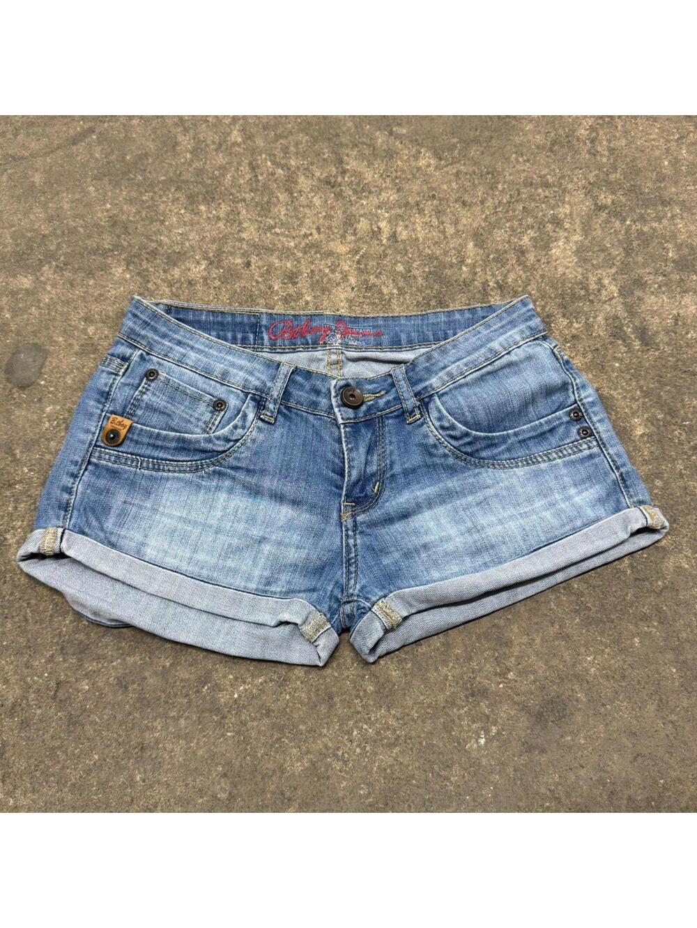 Vintage Y2K Low Rise Denim Micro Shorts Light Wash